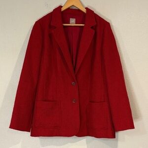 J. Jill wool blend textured fully lined blazer jacket cranberry red L